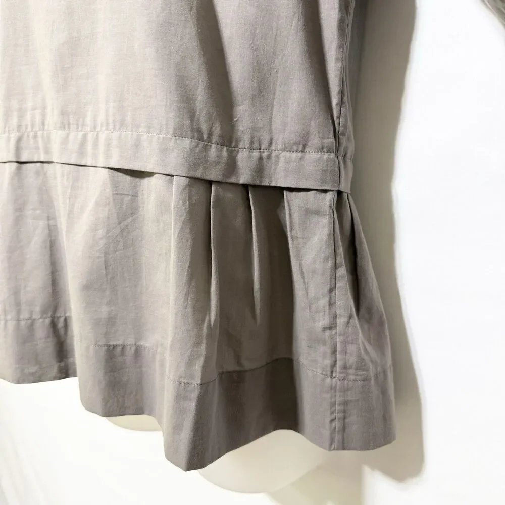 Marni Mock Neck Cotton Top Gray Peplum 3/4 Sleeve Minimalist Size 42 - Picture 2 of 10